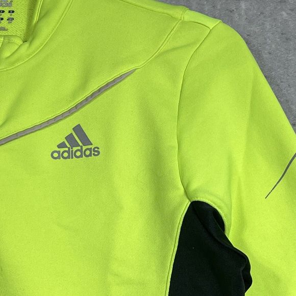 Adidas Climacool 1/4 Zip Pullover Neon Yellow Athletic Long Sleeve Women's Small - Picture 3 of 13